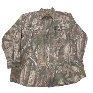 Bass Pro Shops RedHead Y2K Camo Button Up Shirt Mens Hunting Woodland Size 2XLT